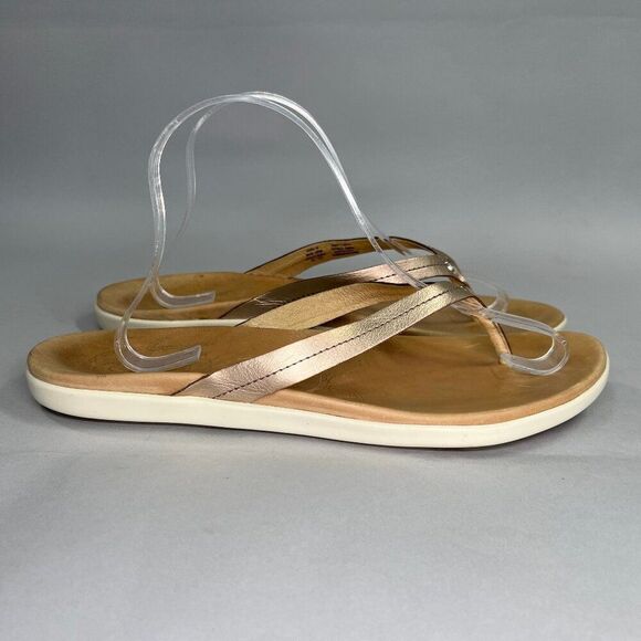 OluKai Honu Sandals Women's Size 11 Leather Beach Comfort Casual Flip Flops - Picture 1 of 9